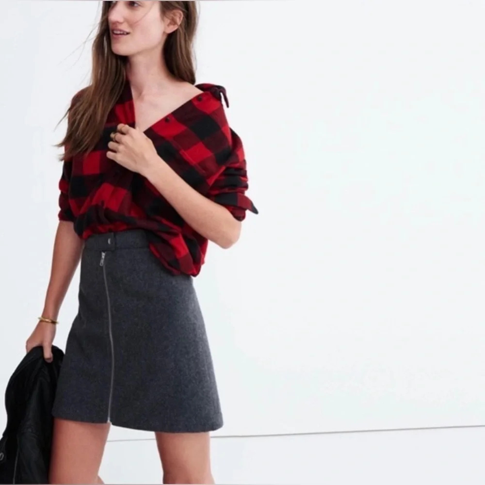 Madewell Studio Zip Wool Skirt in Grey Size 2